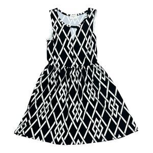 Everly Black White Textured Keyhole Mini Fit & Flare Argyle Dress M